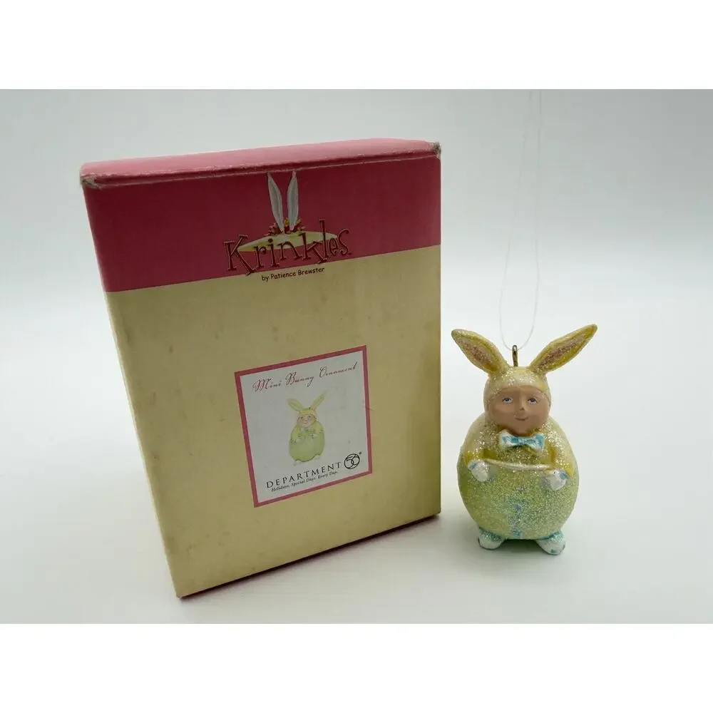 Department 56 Krinkles Mini Bunny Ornament 2” by Patience Brewster Easter Decor